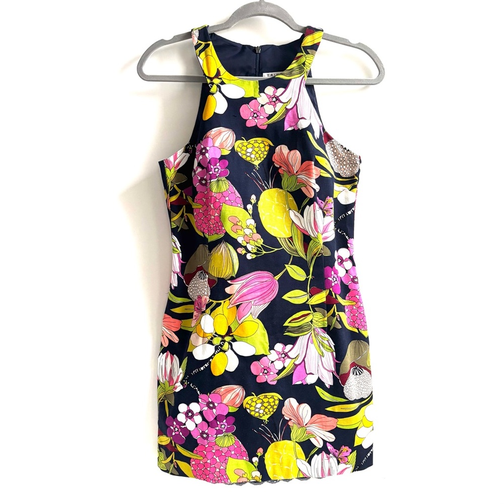 Trina Turk Aptos Shift Sleeveless Mini Dress Tropical Botanical Floral Print
